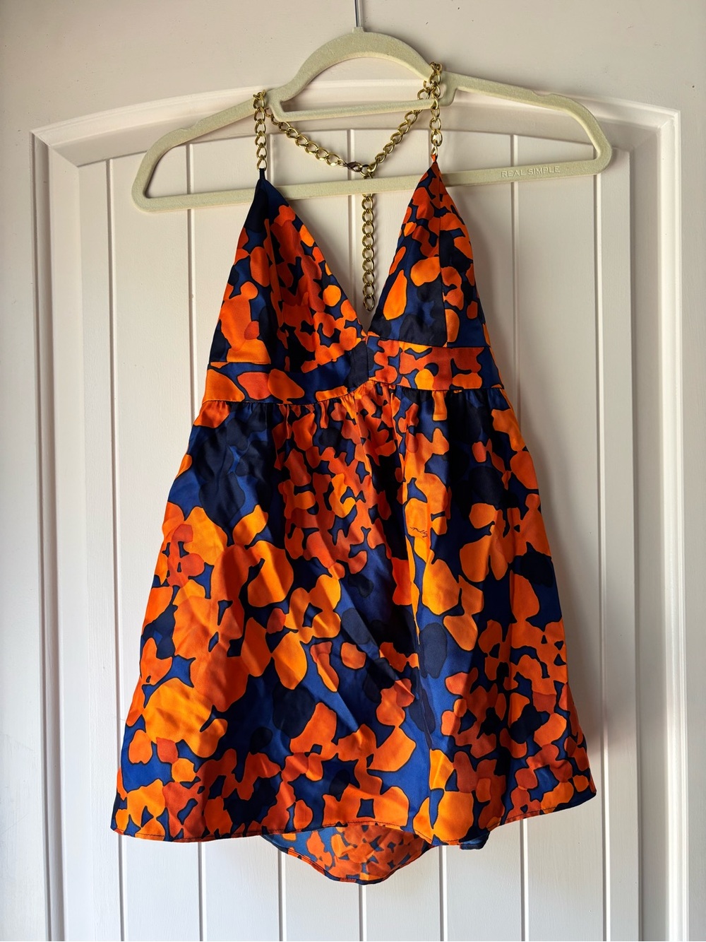 Milly Orange and Navy Abstract Print top